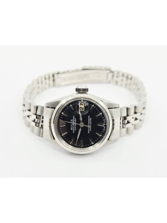 Rolex Lady Date 6516 Datejust Dial Black Tritium Jubilee 24mm Vintage Watch main image 8
